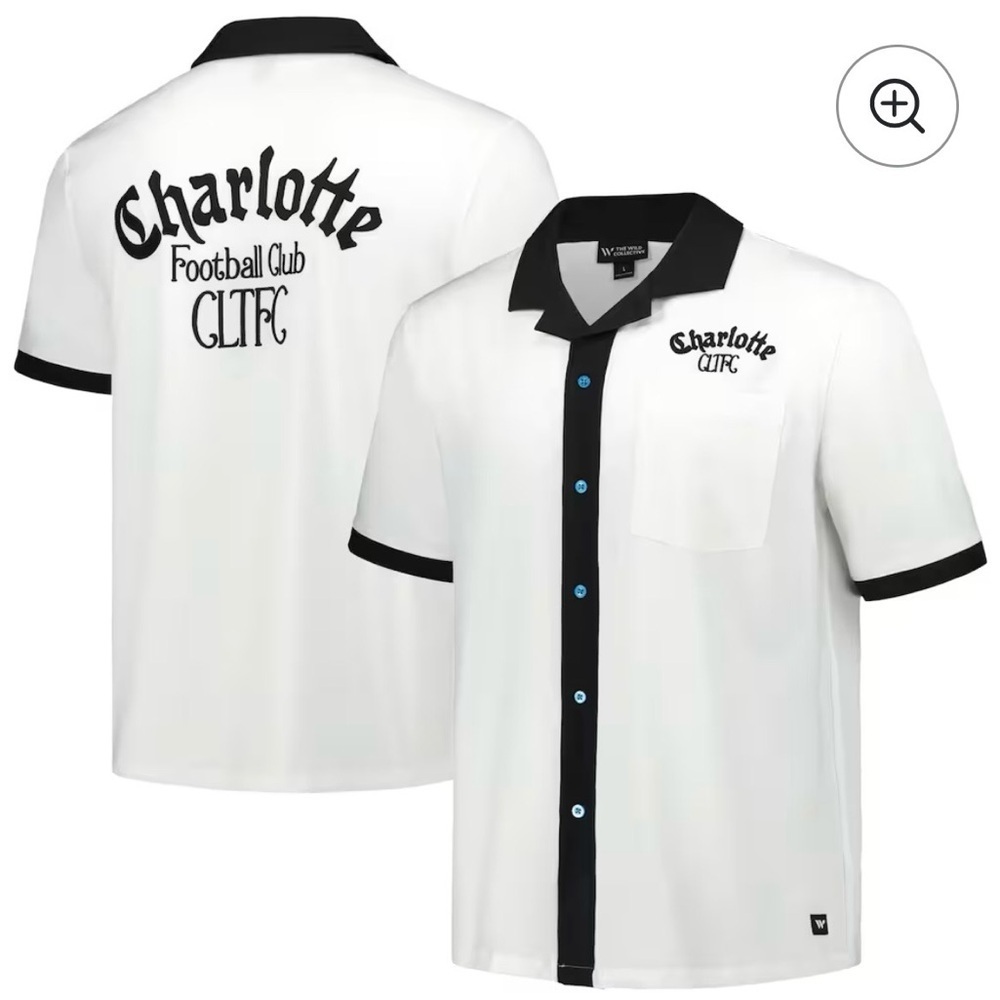 Men's The Wild Collective  White Charlotte FC Bowler Button-Up Shirt